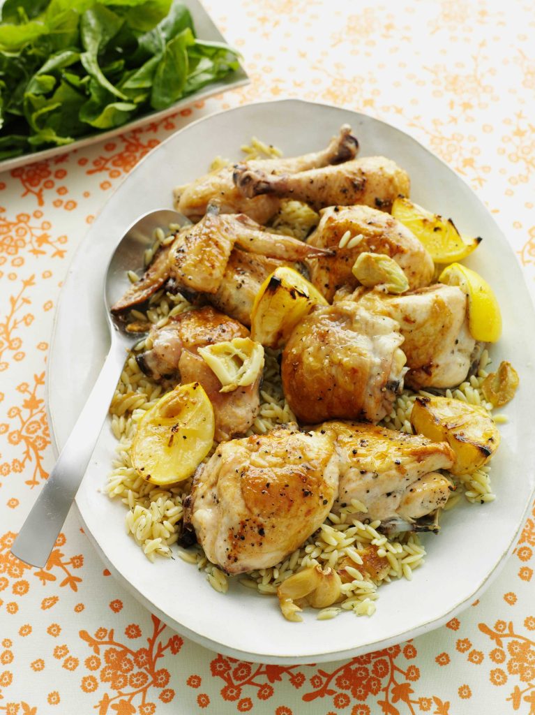 Poulet en sauce au safran et au citron